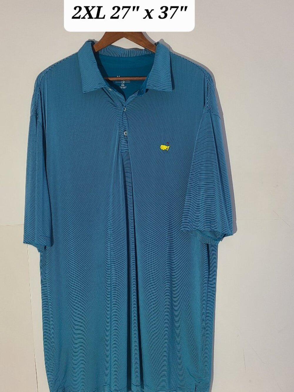 Masters Tech Men's Blue Micro Stripe Embroidered Logo 2XL B & T Golf Polo